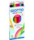 Giotto Colors 3.0 Pack de 12 Lapices de Colores Hexagonales - Mina 3 mm - Madera - Colores Surtidos
