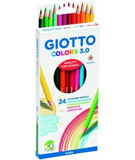 Giotto Colors 3.0 Pack de 24 Lapices Hexagonales de Colores - Mina 3 mm - Madera - Colores Surtidos