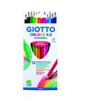 Giotto Colors Acquarell 3.0 Pack de 12 Lapices de Colores Acuarelables Triangulares - Mina 3 mm - Madera - Colores Surtidos