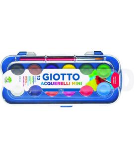 Giotto Pack de 12 Acuarelas Mini 23mm. - Colores Luminosos - Evita la Dispersion del Agua