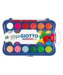 Giotto Estuche de 24 Acuarelas de 30mm + Pincel - Colores Brillantes, Intensos y Vivos - Muy Cubrientes - Colores Surtidos