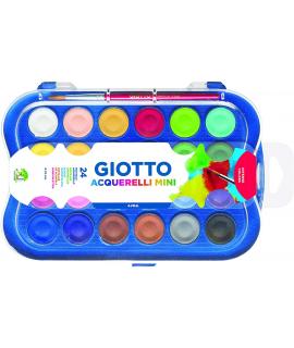 Giotto Pack de 24 Acuarelas Mini 23mm. - Colores Luminosos - Evita la Dispersion del Agua