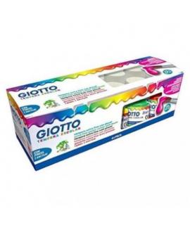 Giotto Tempera Pack de 12 Botes de 25 ml. + Pincel - Base Agua - Excelente Cobertura - Colores Surtidos