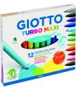 Giotto Turbo Maxi Pack de 12 Rotuladores - Punta Gruesa 5mm - Tinta al Agua - Lavable - Colores Surtidos