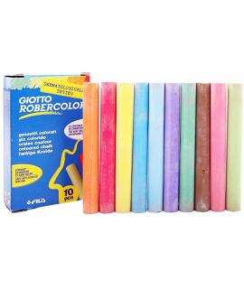 Giotto Robercolor Pack de 10 Tizas Redondas de Colores - Testadas Dermatologicamente - Compactas y Duraderas - Colores