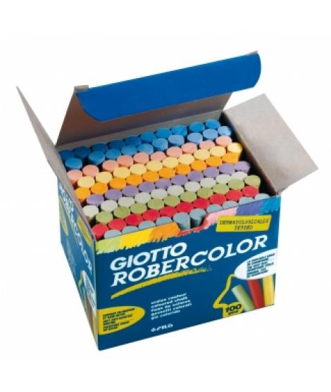 Giotto Robercolor Pack de 100 Tizas Redondas de Colores - Testadas Dermatologicamente - Compactas y Duraderas - Colores Surtidos