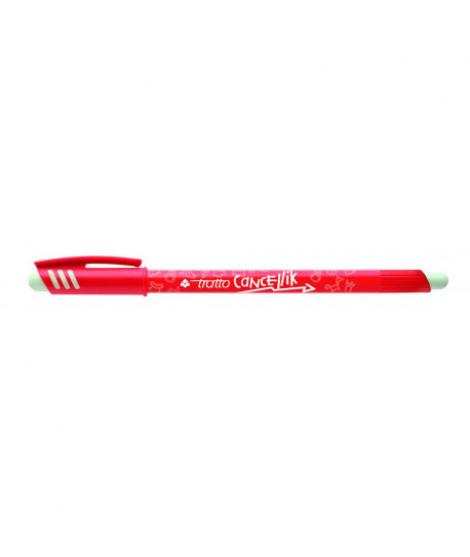 Tratto Cancellik Boligrafo de Bola - Tinta Borrable - Trazo 0.4mm - Doble Goma - Color Rojo