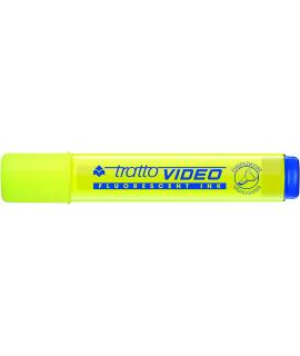 Tratto Video Marcador Fluorescente - Punta Biselada - Tinta Base de Agua - Secado Rapido - Color Amarillo Fluorescente
