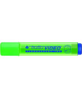 Tratto Video Marcador Fluorescente - Punta Biselada - Tinta Base de Agua - Secado Rapido - Color Verde Fluorescente