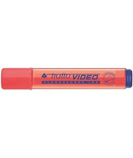 Tratto Video Marcador Fluorescente - Punta Biselada - Tinta Base de Agua - Secado Rapido - Color Rojo Fluorescente