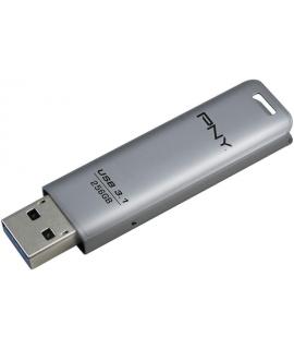 PNY Elite Steel Memoria USB 3.1 256GB - Acabado en Metal - Enganche para Llavero - Color Acero (Pendrive)