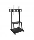 Tooq Soporte de Pantalla de Suelo con Ruedas 37"-100" - Bloqueo de Ruedas - Dos Estantes - Peso Max 150Kg - VESA 800X600mm -