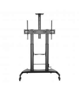 Aisens Soporte de Suelo ECO con Ruedas y Manivela - Bandeja para DVD y Soporte de Camara para Monitor/TV - Hasta 100Kg - De 60 a