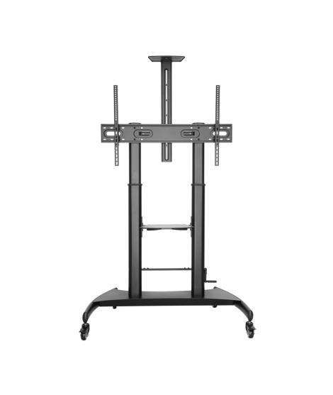 Aisens Soporte de Suelo ECO con Ruedas y Manivela - Bandeja para DVD y Soporte de Camara para Monitor/TV - Hasta 100Kg - De 60 a