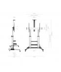 Aisens Soporte de Suelo PRO con Ruedas y Manivela - Bandeja para DVD y Soporte de Camara para Monitor/TV - Hasta 100Kg - De 60 a