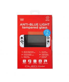 FR-TEC Cristal Templado Anti Luz Azul para Nintendo Switch Oled - Dureza H9 - Bloquea 98% Radiacion Azul - Adherencia sin Residu