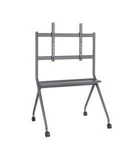 Aisens Soporte de Suelo PRO con Rueda - 1 Bandeja para Pantalla Interactiva/TV 120kg de 50-86 - Color Negro