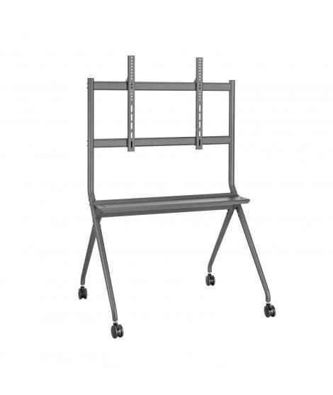 Aisens Soporte de Suelo PRO con Rueda - 1 Bandeja para Pantalla Interactiva/TV 120kg de 50-86 - Color Negro