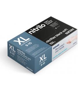 Santex Nitriflex Black Soft Pack de 100 Guantes de Nitrilo para Examen Talla XL - Sin Polvo - Libre de Latex - Ambidiestros -