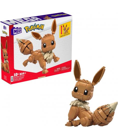 Mattel Mega Construx Wonder Builders Pokemon Eevee Jumbo - Figura de Construccion - Tamaño 29cm aprox. - 824 Piezas