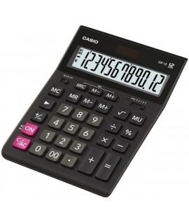 Casio GR-12C Calculadora de Sobremesa - Pantalla LCD de 12 Digitos - Alimentacion Solar y Pilas - Color Negro