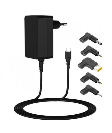 Leotec Cargador Universal para Portatil 45W USB-C Power Delivery 3.0 - 5 Conectores Diferentes - Proteccion de Sobrecarga y Cort