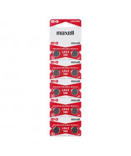 Maxell Pack de 10 Pilas Alcalinas de Boton LR43 1.5V