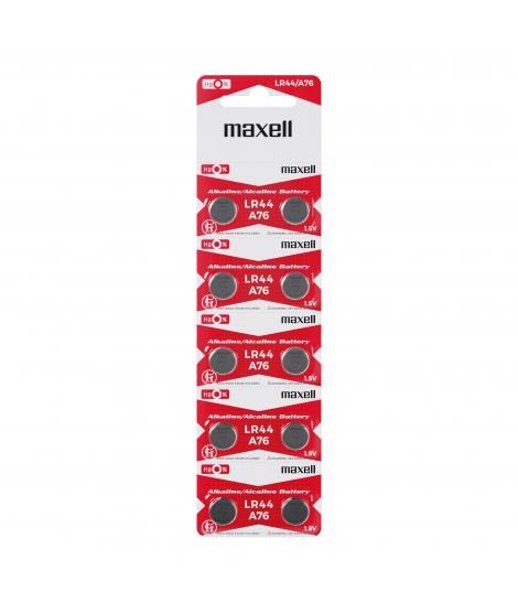 Maxell Pack de 10 Pilas Alcalinas de Boton LR44 1.5V