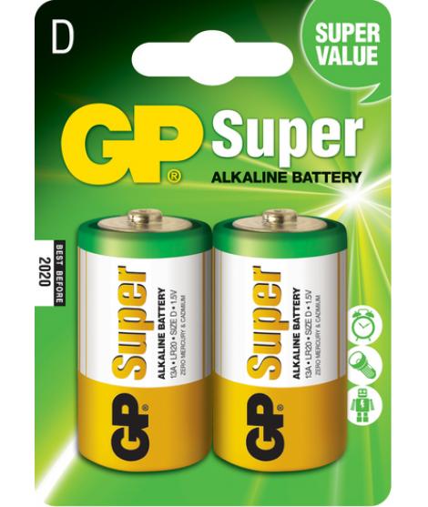 GP Pack de 2 Pilas Super Alcalinas LR20 D 1.5V