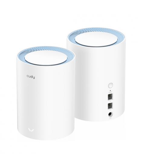 Cudy M1200 Pack de 2 Sistemas WiFi Mesh AC1200 Dual Band - 867Mbps en 5GHz, 300Mbps en 2,4GHz - 1x Puerto LAN 10/100Mbps, 1x Pue