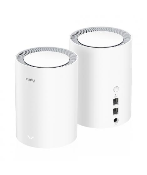 Cudy M1800 Pack de 2 Sistemas WiFi 6 Mesh AX1800 Dual Band - 1201Mbps en 5GHz, 574Mbps en 2,4GHz - 1x Puerto LAN 1000/100/10Mbps