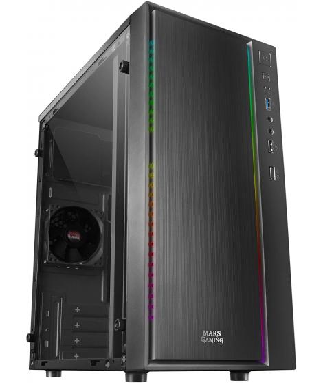 Mars Gaming MCM Caja Minitorre Micro ATX, Mini-ITX - Panel Lateral Acrilico - Iluminacion RGB - Tamaño HDD 2.5", 3.5" - USB-A 3.