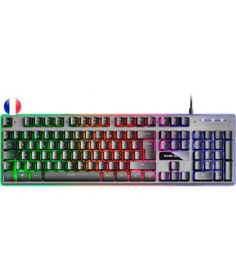 Mars Gaming Teclado Gaming MK220 - Tecnologia H-MECH - Iluminacion FRGB Rainbow - Panel de Aluminio - Base de ABS Reforzado - Di