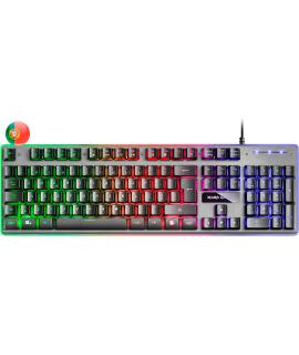 Mars Gaming Teclado Gaming MK220 - Tecnologia H-MECH - Iluminacion FRGB Rainbow - Panel de Aluminio - Base de ABS Reforzado - Po