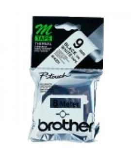 Brother MK221BZ Cinta No Laminada Original de Etiquetas - Texto Negro sobre Fondo Blanco - Ancho 9mm x 8 metros