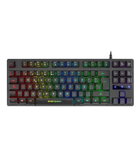 Mars Gaming MKTKL Teclado Compacto USB - Retroiluminacion LED RGB - 12 Teclas Multimedia + 4 Teclas de Funcion - Antighosting - 