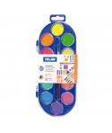 Milan Estuche de 12 Acuarelas Ø30 mm + Pincel Serie 101 - Mezclable - Colores Fluorescentes y Metalizados