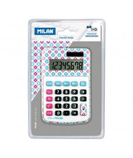 Milan Calculadora 8 Digitos - Calculadora de sobremesa - 3 teclas de memoria y raiz cuadrada - Color Azul y Rosa