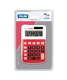 Milan Calculadora 8 Digitos - Calculadora de sobremesa - 3 teclas de memoria y raiz cuadrada - Color Rojo