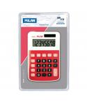 Milan Calculadora 8 Digitos - Calculadora de sobremesa - 3 teclas de memoria y raiz cuadrada - Color Rojo