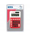 Milan Calculadora 8 Digitos - Calculadora de sobremesa - 3 teclas de memoria y raiz cuadrada - Color Rojo