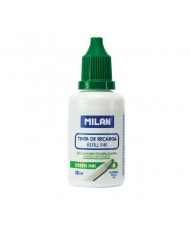 Milan Bote de Tinta para Rotuladores de Pizarra Blanca Recargables - Capacidad 30ml - Tinta a Base de Alcohol - Color Verde