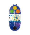 Milan 80009 Estuche de 10 Acuarelas Ø45 mm + Pincel Serie 101 - Mezclable - Colores Surtidos