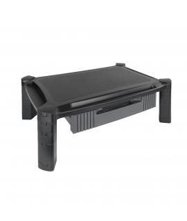 Tooq Soporte Elevador con Cajon para Monitor o Portatil - Regulable en Altura - Peso Max 10kg - Color Negro