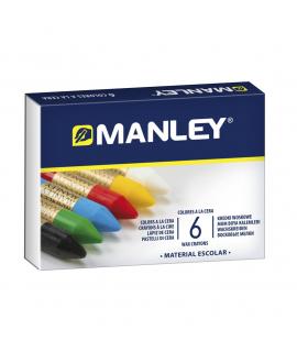 Manley Pack de 6 Ceras Blandas de Trazo Suave - Ideal para Tecnicas y Aplicaciones Variadas - Amplia Gama de Colores - Colores