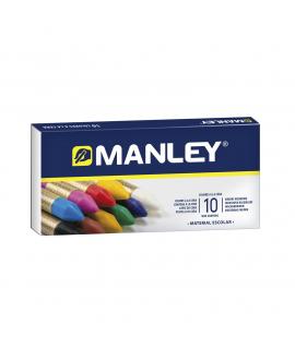 Manley Pack de 10 Ceras Blandas de Trazo Suave - Ideal para Gran Variedad de Tecnicas y Aplicaciones - Fabricacion Artesanal - A