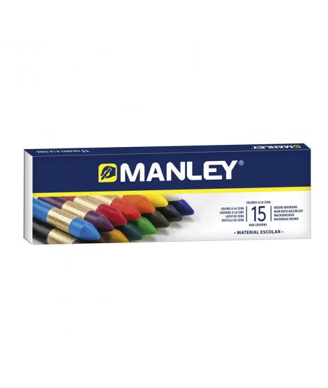 Manley Pack de 15 Ceras Blandas de Trazo Suave - Ideal para Gran Variedad de Tecnicas y Aplicaciones - Fabricacion Artesanal - A