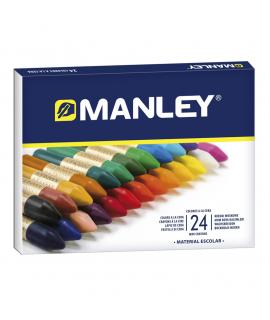 Manley Pack de 24 Ceras Blandas de Trazo Suave - Ideal para Gran Variedad de Tecnicas y Aplicaciones - Fabricacion Artesanal -