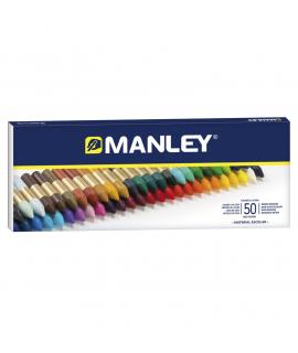 Manley Pack de 50 Ceras Blandas de Trazo Suave - Ideal para Tecnicas y Aplicaciones Variadas - Amplia Gama de Colores - Colores 