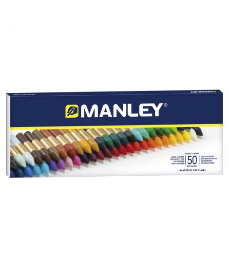 Manley Pack de 50 Ceras Blandas de Trazo Suave - Ideal para Tecnicas y Aplicaciones Variadas - Amplia Gama de Colores -